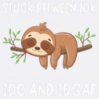 Stuck Between Idk Idc And Idgaf Sloth Lover Gift Garment-Dyed Sweatshirt