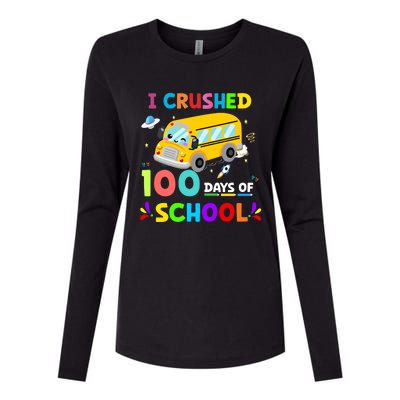 School Bus I Crushed 100 Day Of School Meaningful Gift Womens Cotton Relaxed Long Sleeve T-Shirt