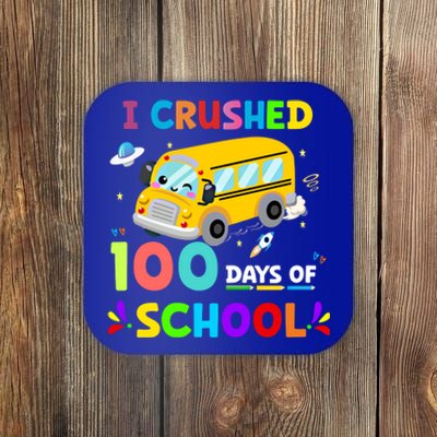 School Bus I Crushed 100 Day Of School Meaningful Gift Coaster