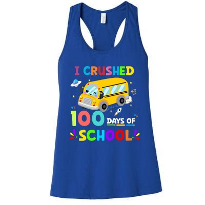 School Bus I Crushed 100 Day Of School Meaningful Gift Women's Racerback Tank