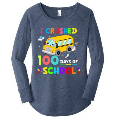 School Bus I Crushed 100 Day Of School Meaningful Gift Women's Perfect Tri Tunic Long Sleeve Shirt