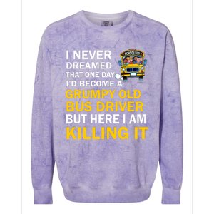 School Bus I Never Dreamed That One Day I’D Become A Grumpy Old Bus Driver But H Colorblast Crewneck Sweatshirt