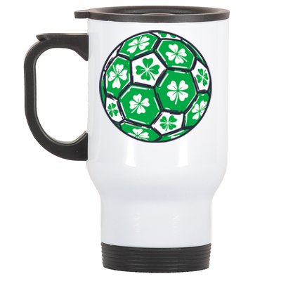 Soccer Ball Ireland Shamrock Irish St Patricks Day Stainless Steel Travel Mug