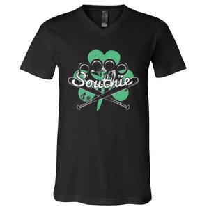 Southie Boston Irish Saint Patrick's Day Distressed V-Neck T-Shirt