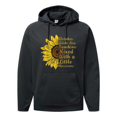 Sunflower Born In October Birthday Gift For Women Performance Fleece Hoodie