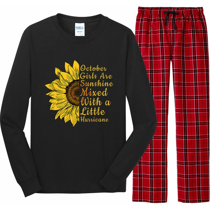 Sunflower Born In October Birthday Gift For Women Long Sleeve Pajama Set