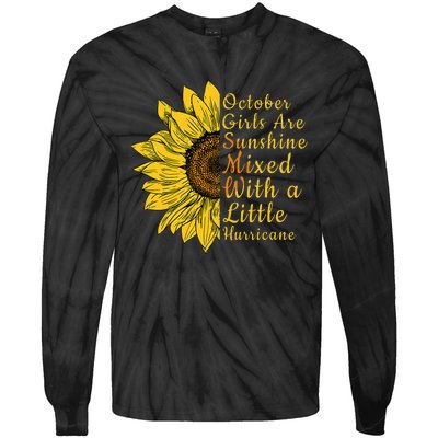 Sunflower Born In October Birthday Gift For Women Tie-Dye Long Sleeve Shirt