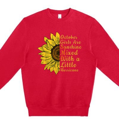 Sunflower Born In October Birthday Gift For Women Premium Crewneck Sweatshirt