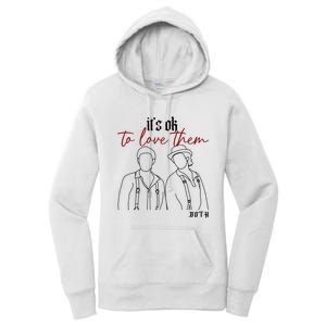 Salvatore Brothers Its Ok To Love Them Both Stefan Salvatore Damon Salvatore Women's Pullover Hoodie