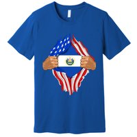 Salvadoran Blood Inside Me Funny Gift El Salvador Flag Gift Premium T-Shirt