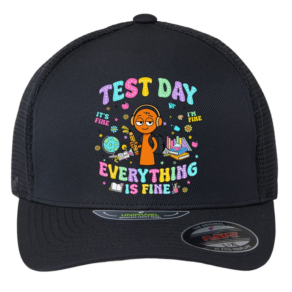 Spru Bruh Its Test Day You Got This Runki Toy Flexfit Unipanel Trucker Cap