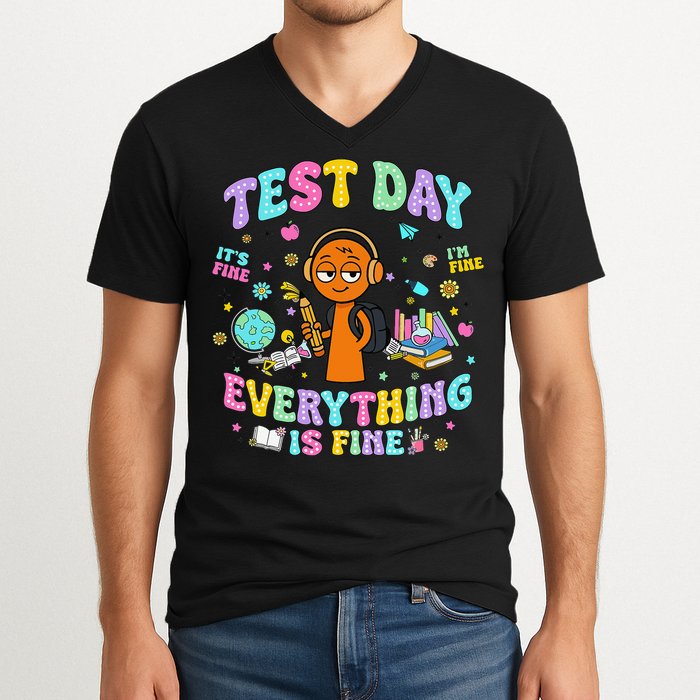 Spru Bruh Its Test Day You Got This Runki Toy V-Neck T-Shirt