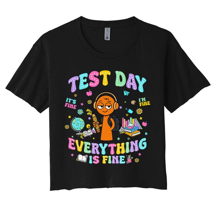 Spru Bruh Its Test Day You Got This Runki Toy Women's Crop Top Tee