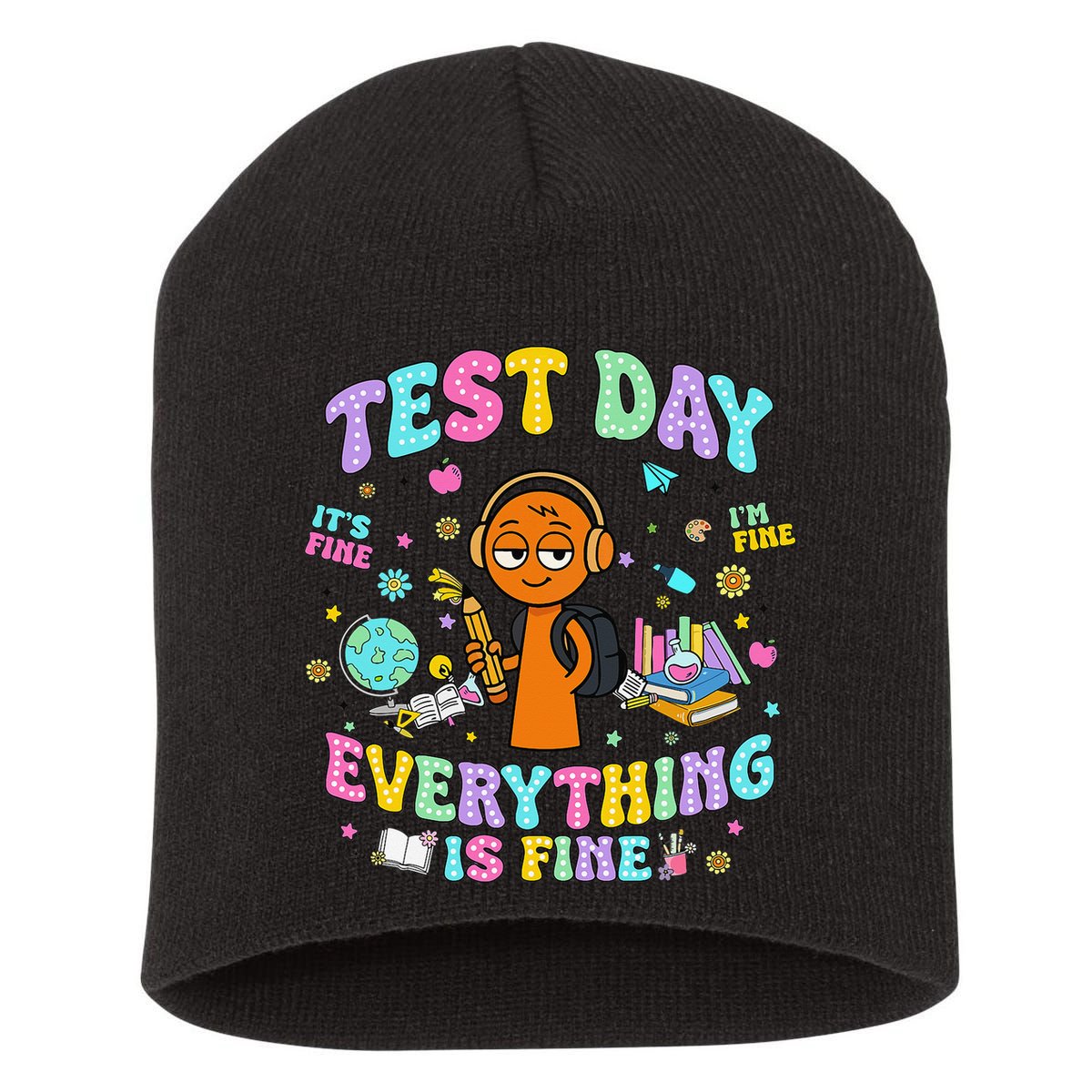 Spru Bruh Its Test Day You Got This Runki Toy Short Acrylic Beanie