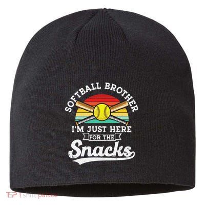 Softball brother I'm Just Here for the snacks retro Softball Sustainable Beanie