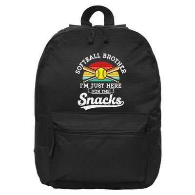 Softball brother I'm Just Here for the snacks retro Softball 16 in Basic Backpack
