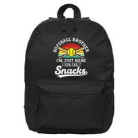 Softball brother I'm Just Here for the snacks retro Softball 16 in Basic Backpack
