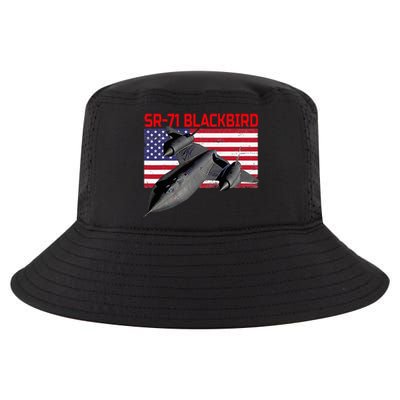 Sr71 Blackbird In Action And Patriotic American Flag. Cool Comfort Performance Bucket Hat