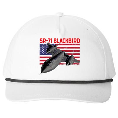 Sr71 Blackbird In Action And Patriotic American Flag. Snapback Five-Panel Rope Hat