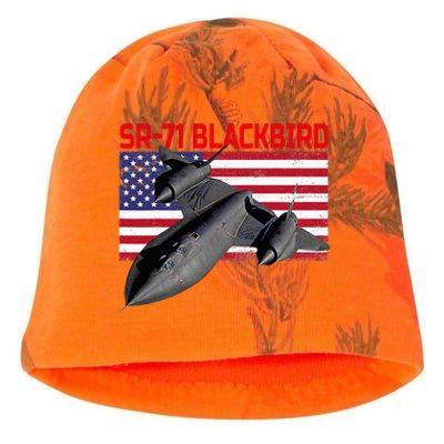 Sr71 Blackbird In Action And Patriotic American Flag. Kati - Camo Knit Beanie