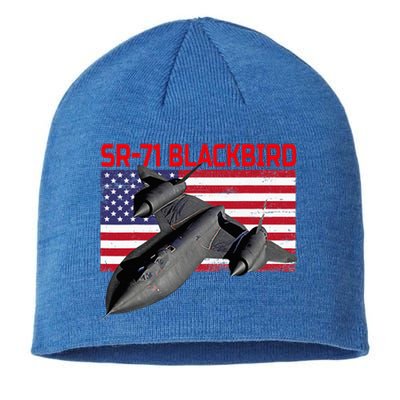 Sr71 Blackbird In Action And Patriotic American Flag. Sustainable Beanie