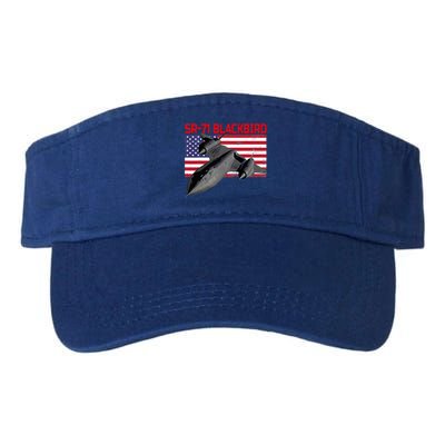 Sr71 Blackbird In Action And Patriotic American Flag. Valucap Bio-Washed Visor