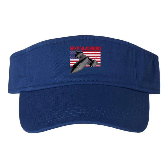 Sr71 Blackbird In Action And Patriotic American Flag. Valucap Bio-Washed Visor