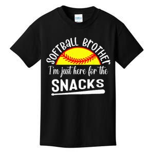 Softball Brother Im Just Here For The Snacks Retro Softball Kids T-Shirt