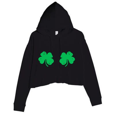 Shamrock Boobs Irish St Patricks Day Crop Fleece Hoodie