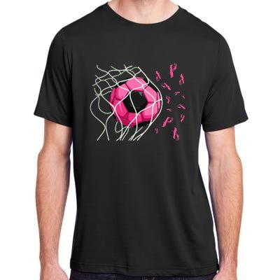 Soccer Ball In Goal Pink Ribbons Breast Cancer Awareness Day Adult ChromaSoft Performance T-Shirt