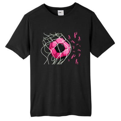 Soccer Ball In Goal Pink Ribbons Breast Cancer Awareness Day Tall Fusion ChromaSoft Performance T-Shirt