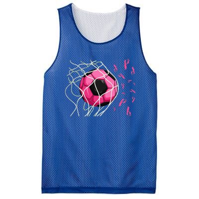 Soccer Ball In Goal Pink Ribbons Breast Cancer Awareness Day Mesh Reversible Basketball Jersey Tank