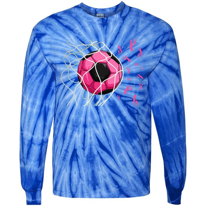 Soccer Ball In Goal Pink Ribbons Breast Cancer Awareness Day Tie-Dye Long Sleeve Shirt