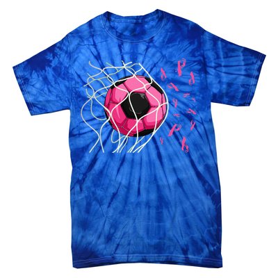 Soccer Ball In Goal Pink Ribbons Breast Cancer Awareness Day Tie-Dye T-Shirt