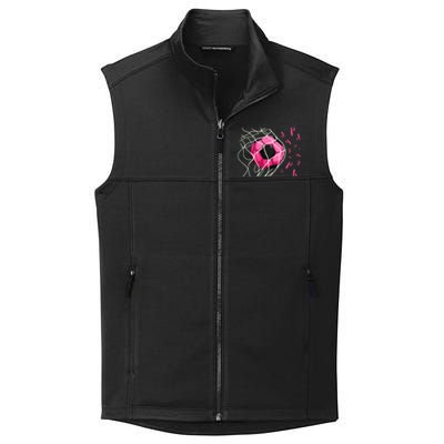 Soccer Ball In Goal Pink Ribbons Breast Cancer Awareness Day Collective Smooth Fleece Vest