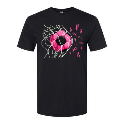 Soccer Ball In Goal Pink Ribbons Breast Cancer Awareness Day Softstyle CVC T-Shirt