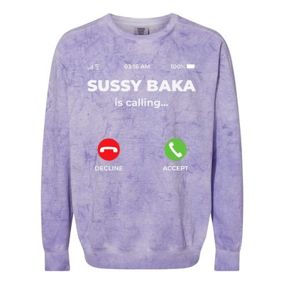 Sussy Baka Is Calling Funny Phone Meme Colorblast Crewneck Sweatshirt