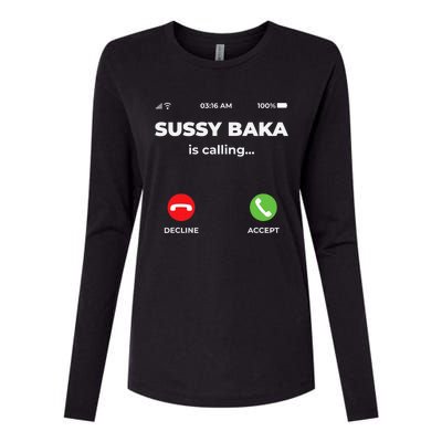 Sussy Baka Is Calling Funny Phone Meme Womens Cotton Relaxed Long Sleeve T-Shirt