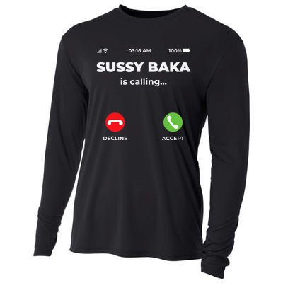 Sussy Baka Is Calling Funny Phone Meme Cooling Performance Long Sleeve Crew