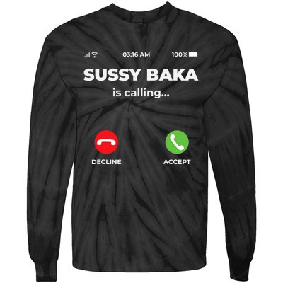 Sussy Baka Is Calling Funny Phone Meme Tie-Dye Long Sleeve Shirt