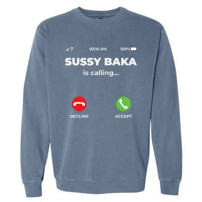 Sussy Baka Is Calling Funny Phone Meme Garment-Dyed Sweatshirt