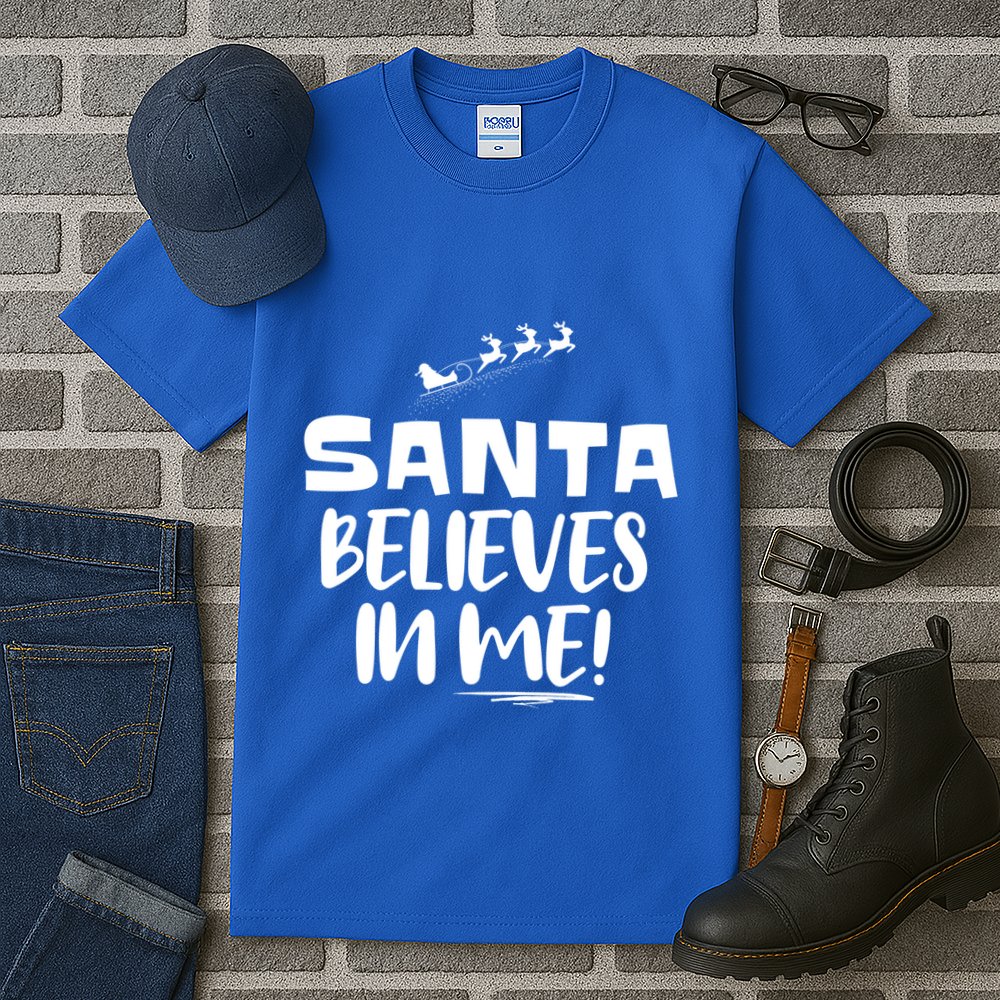 Santa Believes In Me! S Christmas Quote Gift Tall T-Shirt