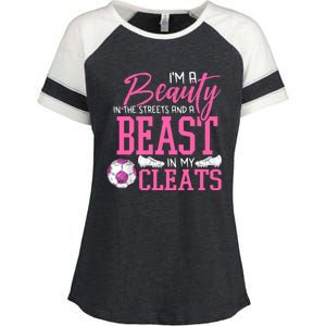 Soccer Beauty In The Street Beast In My Cleats Gift Enza Ladies Jersey Colorblock Tee