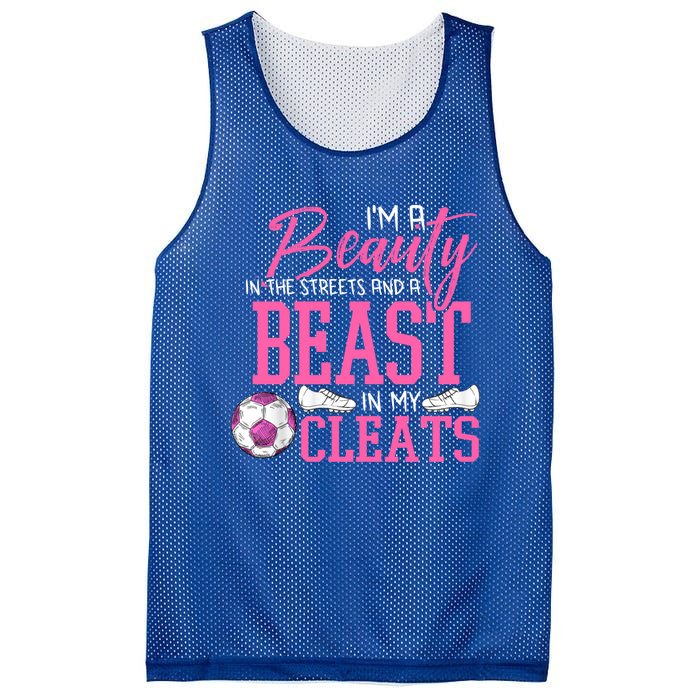 Soccer Beauty In The Street Beast In My Cleats Gift Mesh Reversible Basketball Jersey Tank