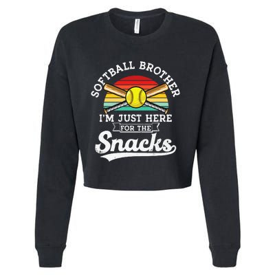 Softball Brother Im Just Here For The Snacks Retro Softball Cropped Pullover Crew