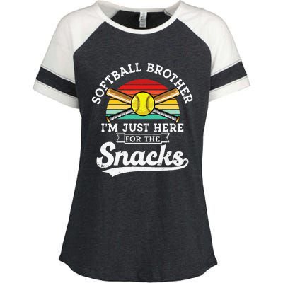 Softball Brother Im Just Here For The Snacks Retro Softball Enza Ladies Jersey Colorblock Tee