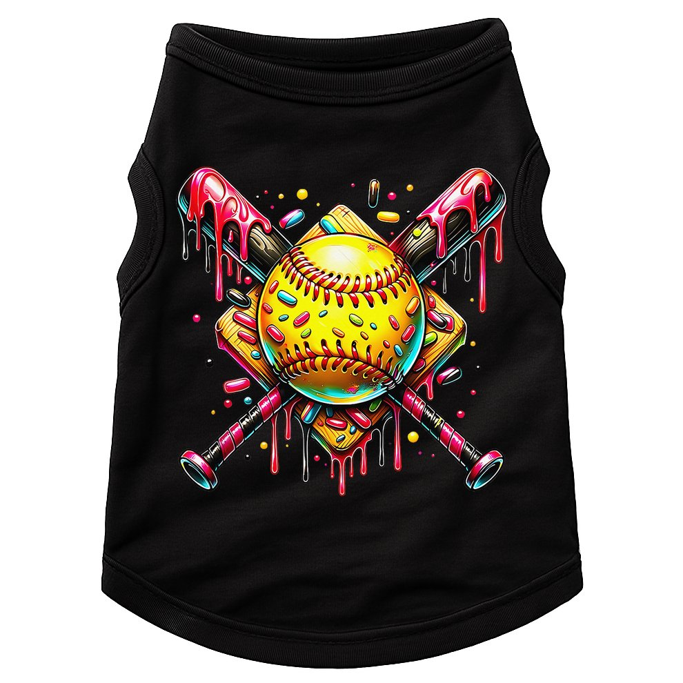 Softball Bat Ice Cream Dripping Baseball Home Plate Drip Doggie Tank