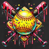 Softball Bat Ice Cream Dripping Baseball Home Plate Drip 11oz C Handle Ceramic Mug
