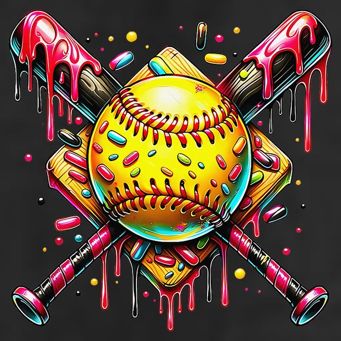 Softball Bat Ice Cream Dripping Baseball Home Plate Drip 11oz C Handle Ceramic Mug