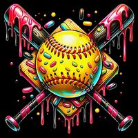Softball Bat Ice Cream Dripping Baseball Home Plate Drip Drawstring Bag